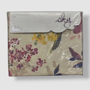 Sky Beige 300 Thread Count Harper Floral Comforter Cover 2pc Set, Twin